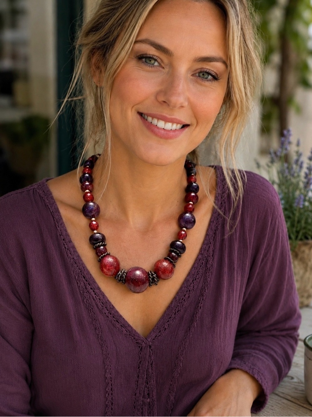 Sparkle purple bead necklace